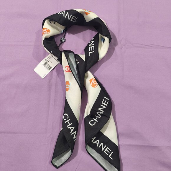 Chanel Colorful Pattern Silk Square Scarf - Picture 5 of 6